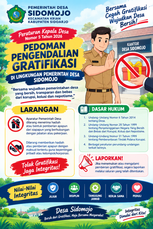 Wujudkan Tatakelola Transparan, Desa Sidomojo Sahkan Peraturan Pengendalian Gratifikasi Tahun 2026